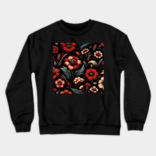 Red Floral Illustration Crewneck Sweatshirt